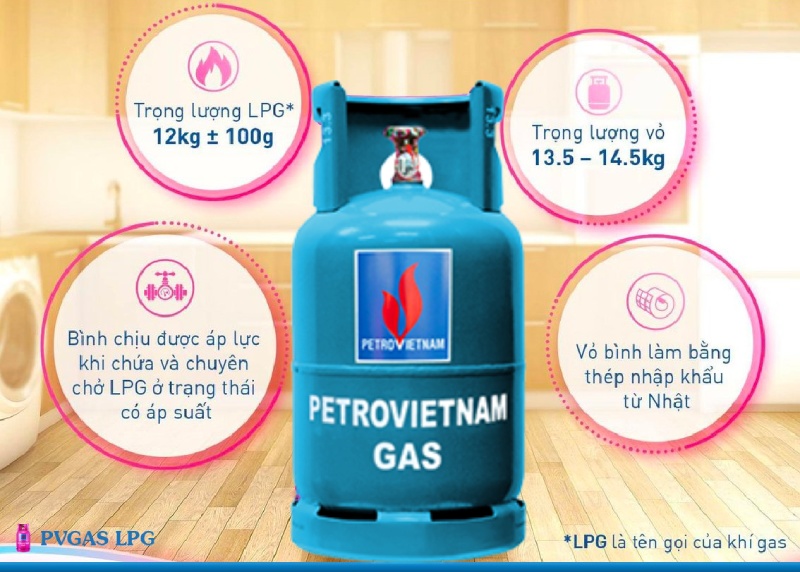 Tiêu chuẩn bình gas petrovietnam 12kg xanh pl