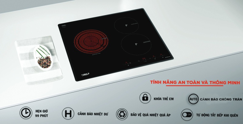 Tính năng của bếp điện từ ba Chefs EH-MIX545N